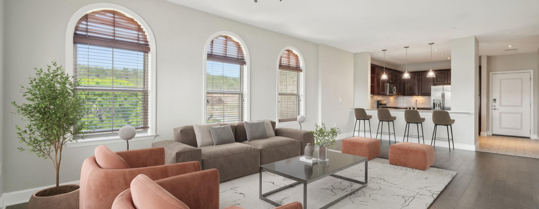 Modern living room in a luxury apartment in San Antonio, TX
