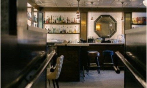 a bar with many booths