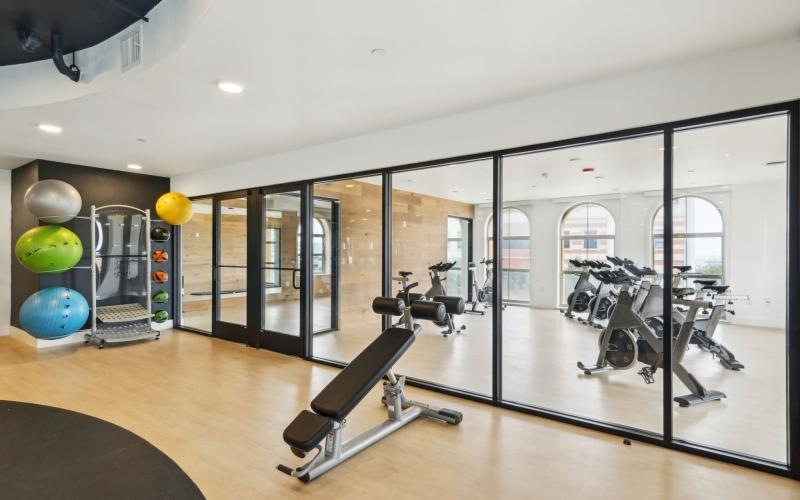 a gym with exercise equipment